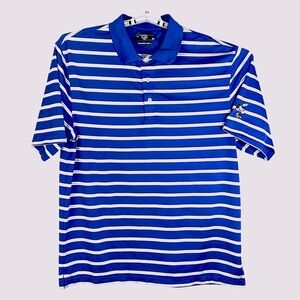 Links Tech Disney Mickey Mouse Mens Golf Polo Shirt Blue White Stripe Mens XL